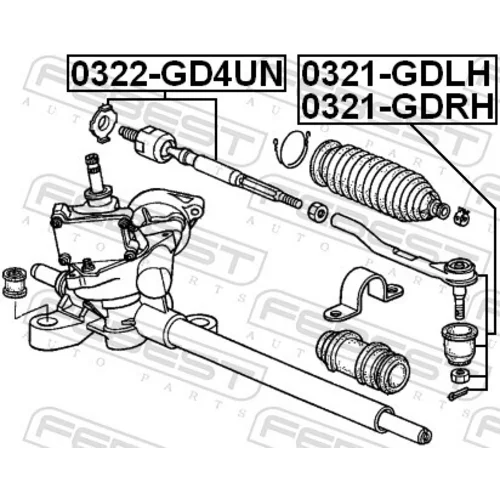 Axiálny čap tiahla riadenia 0322-GD4UN /FEBEST/ - obr. 1