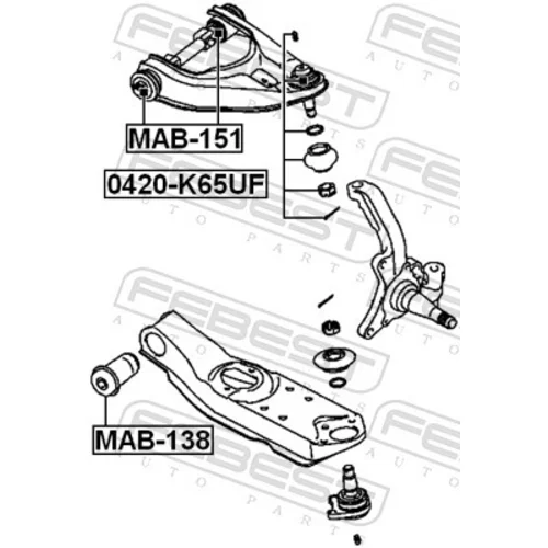 Zvislý/nosný čap 0420-K65UF /FEBEST/ - obr. 1