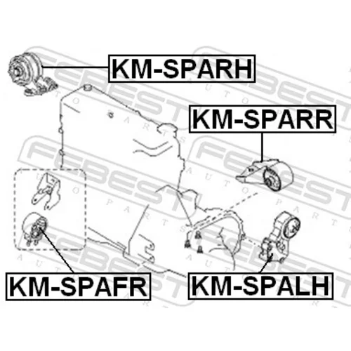 Uloženie motora KM-SPAFR /FEBEST/ - obr. 1