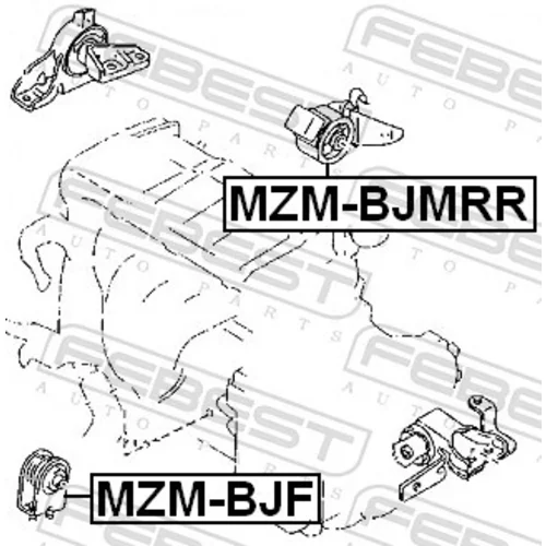 Uloženie motora MZM-BJMRR /FEBEST/ - obr. 1