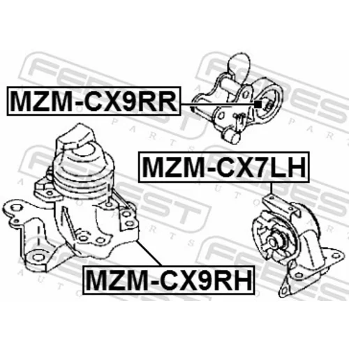 Uloženie motora MZM-CX9RR /FEBEST/ - obr. 1