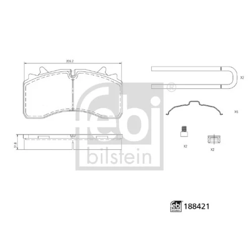 Sada brzdových platničiek kotúčovej brzdy FEBI BILSTEIN 188421