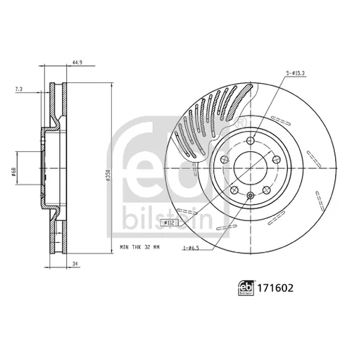 Brzdový kotúč 171602 (FEBI Bilstein) - obr. 2