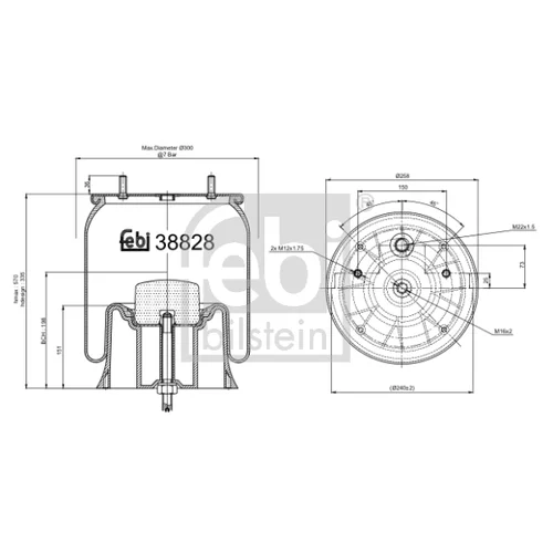 Mech pneumatického pruženia FEBI BILSTEIN 38828
