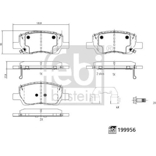 Sada brzdových platničiek kotúčovej brzdy FEBI Bilstein 199956