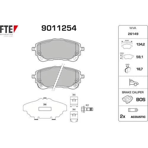 Sada brzdových platničiek kotúčovej brzdy FTE 9011254