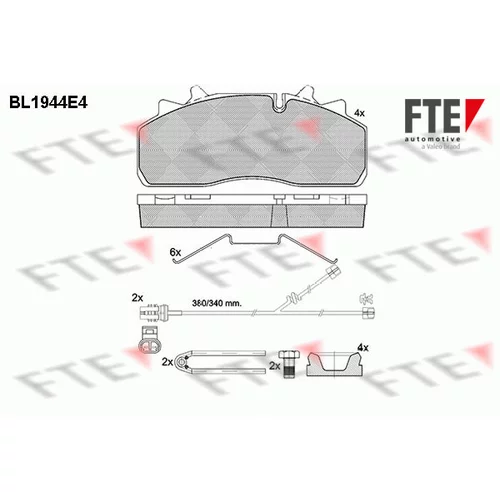 Sada brzdových platničiek kotúčovej brzdy FTE 9500061