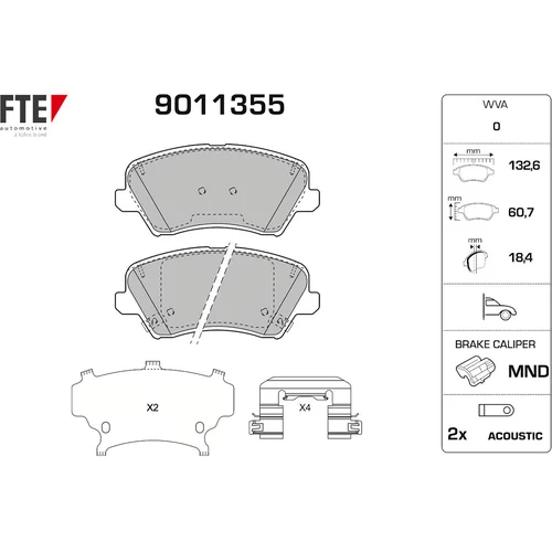 Sada brzdových platničiek kotúčovej brzdy FTE 9011355