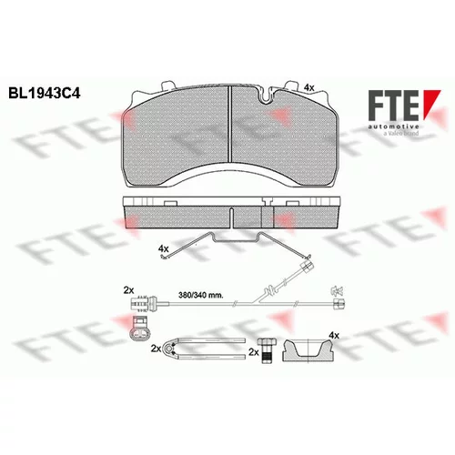 Sada brzdových platničiek kotúčovej brzdy FTE BL1943C4