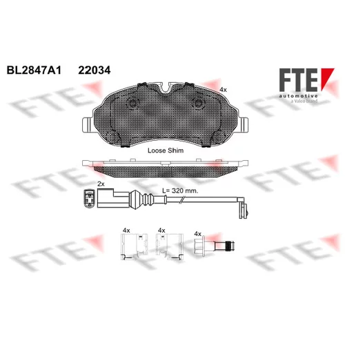 Sada brzdových platničiek kotúčovej brzdy FTE 9011023