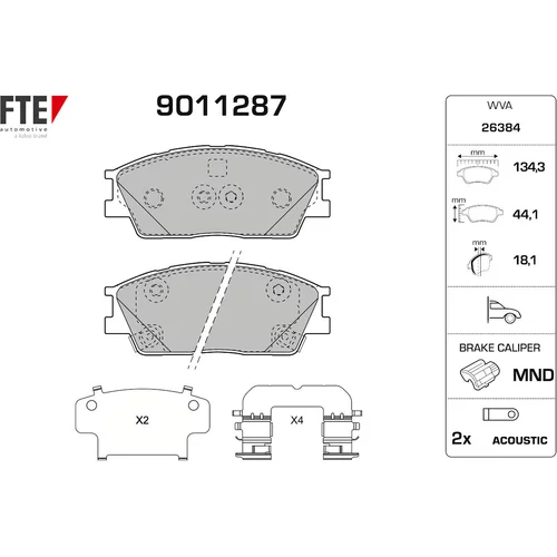 Sada brzdových platničiek kotúčovej brzdy FTE 9011287