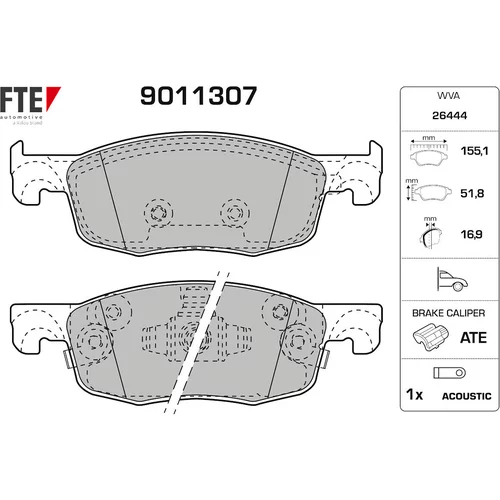 Sada brzdových platničiek kotúčovej brzdy FTE 9011307