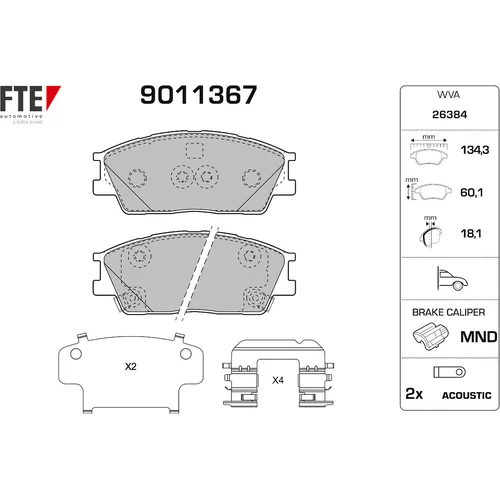 Sada brzdových platničiek kotúčovej brzdy FTE 9011367