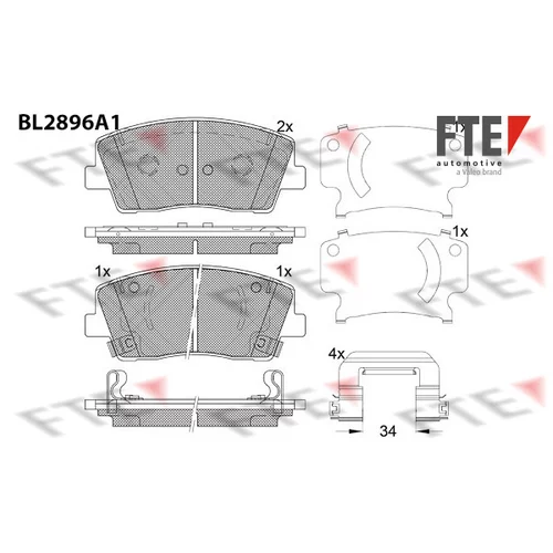 Sada brzdových platničiek kotúčovej brzdy FTE BL2896A1