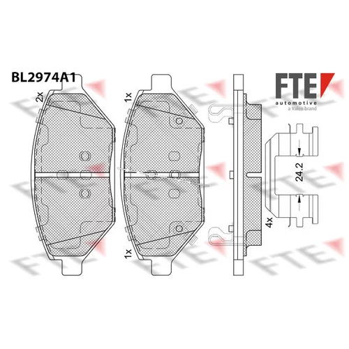 Sada brzdových platničiek kotúčovej brzdy FTE BL2974A1