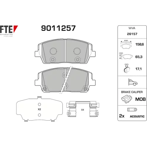 Sada brzdových platničiek kotúčovej brzdy FTE 9011257