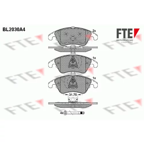 Sada brzdových platničiek kotúčovej brzdy FTE 9010616