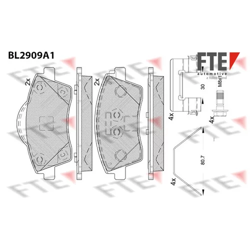 Sada brzdových platničiek kotúčovej brzdy FTE 9011151