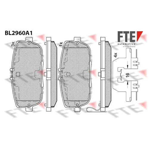 Sada brzdových platničiek kotúčovej brzdy FTE 9011203