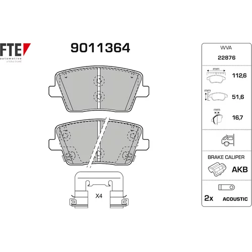 Sada brzdových platničiek kotúčovej brzdy FTE 9011364
