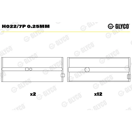 Miska ložiska kľukového hriadeľa GLYCO H022/7P 0.25mm