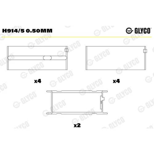 Ložisko kľukového hriadeľa GLYCO H914/5 0.50mm