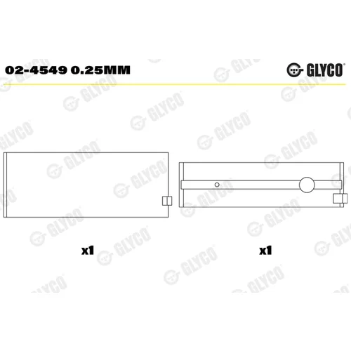 Ložisko kľukového hriadeľa GLYCO 02-4549 0.25mm