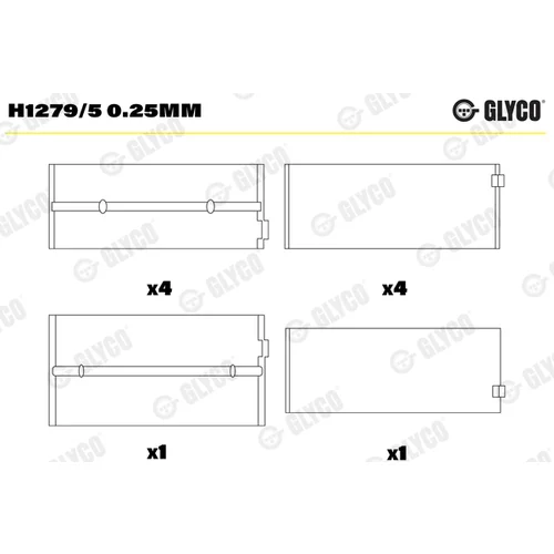 Miska ložiska kľukového hriadeľa GLYCO H1279/5 0.25mm