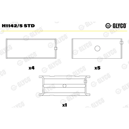 Miska ložiska kľukového hriadeľa H1142/5 STD /GLYCO/ - obr. 1