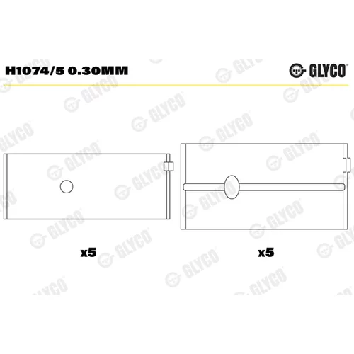 Miska ložiska kľukového hriadeľa GLYCO H1074/5 0.30mm