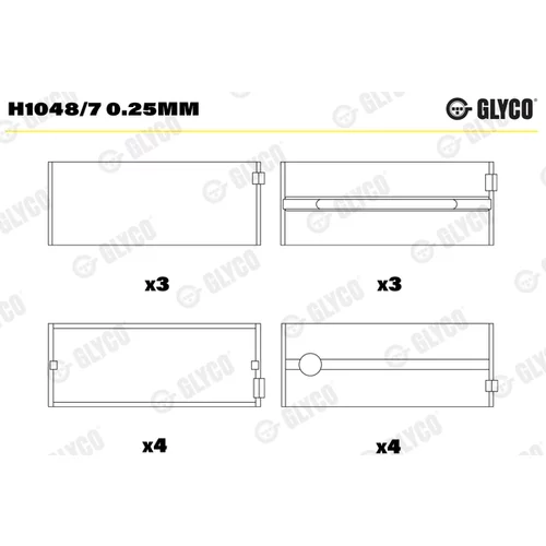 Ložisko kľukového hriadeľa GLYCO H1048/7 0.25mm