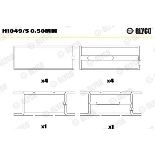 Miska ložiska k?ukového hriade?a GLYCO H1049/5 0.50mm