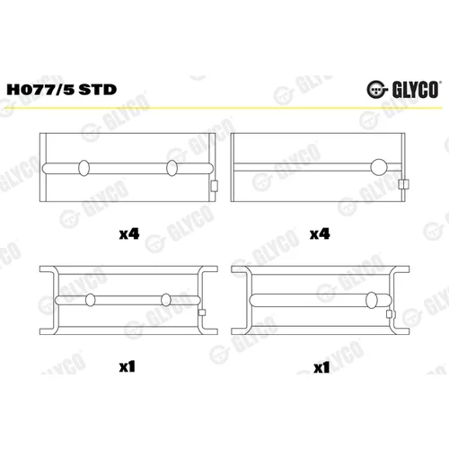Miska ložiska kľukového hriadeľa H077/5 STD /GLYCO/ - obr. 1