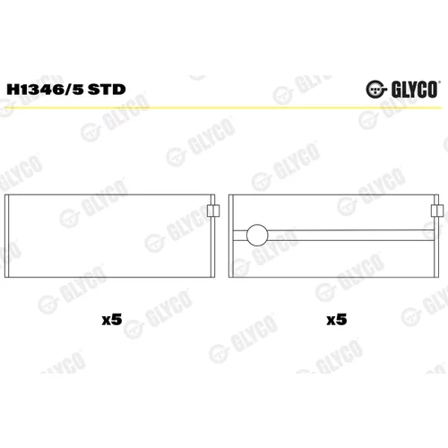 Miska ložiska kľukového hriadeľa H1346/5 STD /GLYCO/ - obr. 1