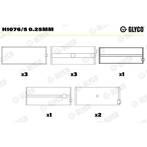 Miska ložiska kľukového hriadeľa GLYCO H1076/5 0.25mm