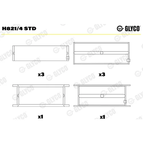 Ložisko kľukového hriadeľa GLYCO H821/4 STD