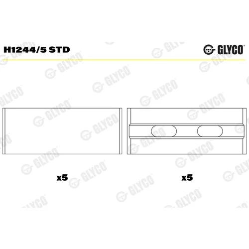 Miska ložiska kľukového hriadeľa H1244/5 STD /GLYCO/ - obr. 1