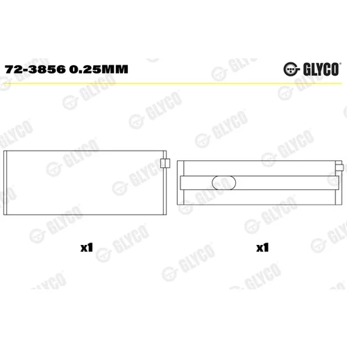 Ložisko kľukového hriadeľa 72-3856 0.25mm /GLYCO/