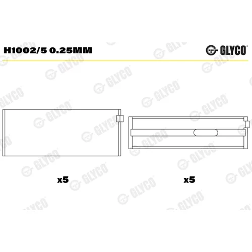 Ložisko kľukového hriadeľa GLYCO H1002/5 0.25mm