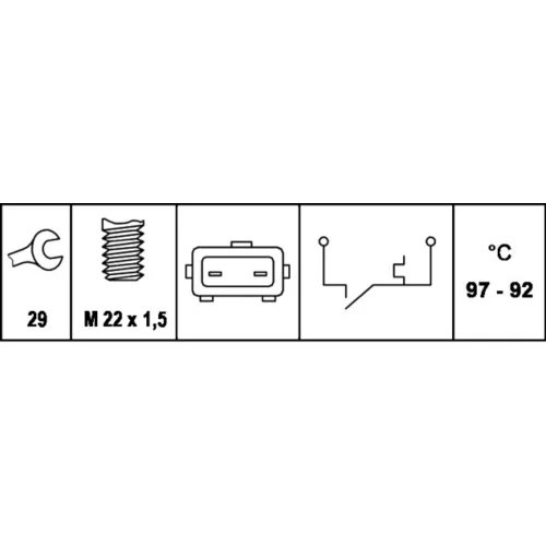 Teplotný spínač ventilátora chladenia 6ZT 007 801-051 /HELLA/ - obr. 1