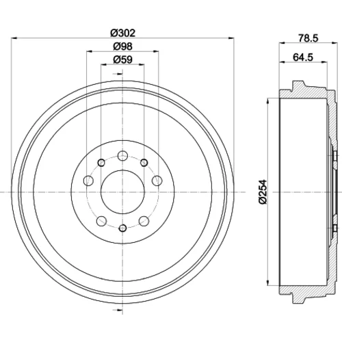 Brzdový bubon 8DT 355 303-341 /HELLA/ - obr. 3