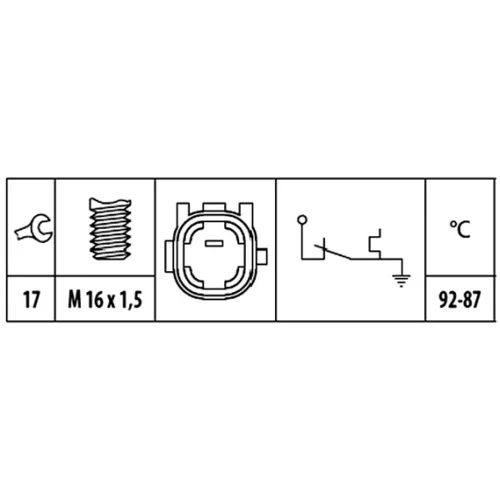 Teplotný spínač ventilátora chladenia 6ZT 181 611-011 /HELLA/ - obr. 1