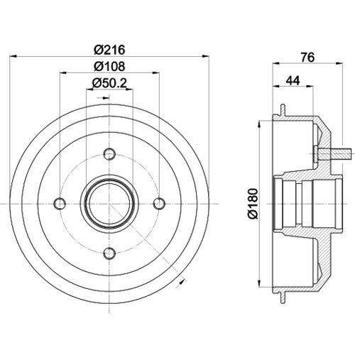 Brzdový bubon 8DT 355 300-161 /HELLA/ - obr. 3