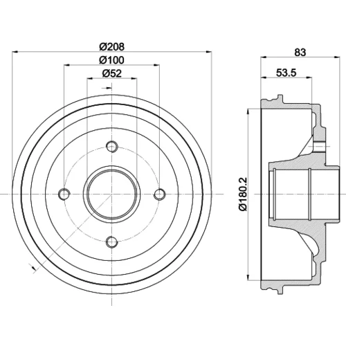 Brzdový bubon 8DT 355 301-261 /HELLA/ - obr. 3