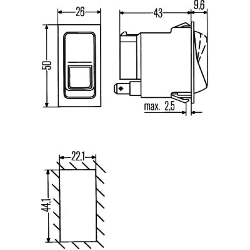 Vypínač výstražných smeroviek 6HH 004 570-451 /HELLA/ - obr. 1