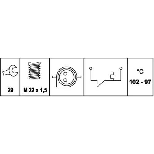 Teplotný spínač ventilátora chladenia 6ZT 007 808-021 /HELLA/ - obr. 2