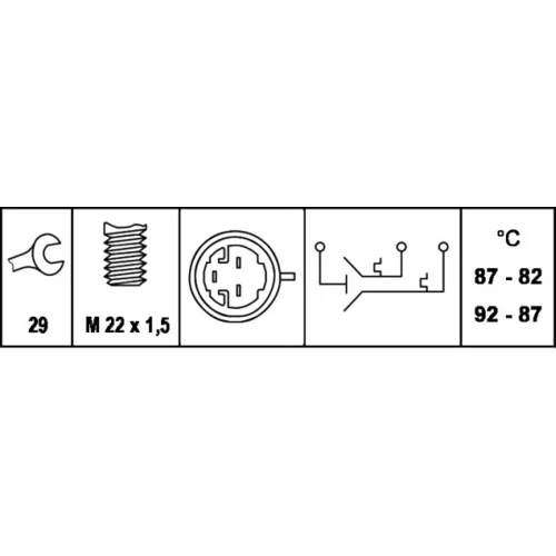 Teplotný spínač ventilátora chladenia 6ZT 007 837-031 /HELLA/ - obr. 1