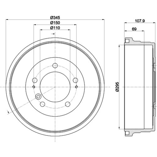 Brzdový bubon 8DT 355 302-551 /HELLA/ - obr. 3