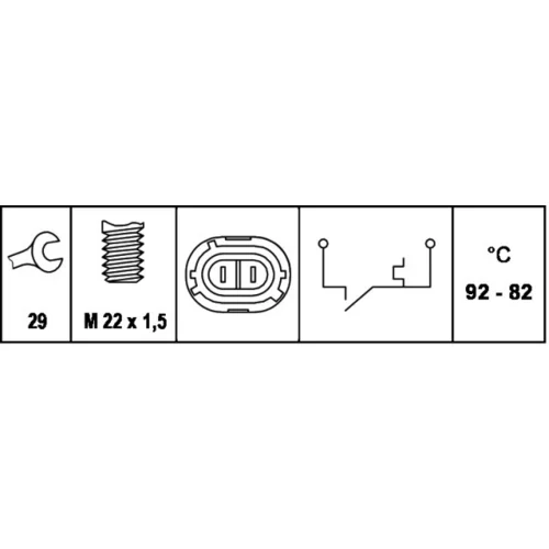 Teplotný spínač ventilátora chladenia 6ZT 007 808-011 /HELLA/ - obr. 1