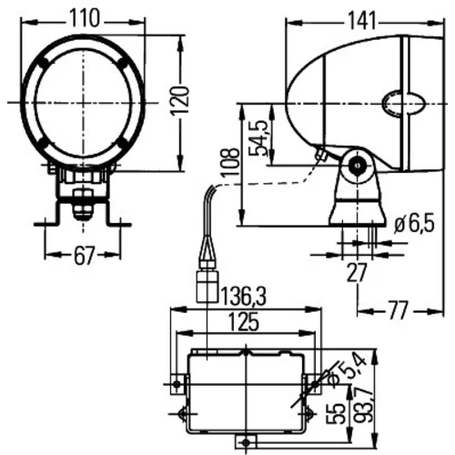 Pracovný svetlomet 1GM 996 135-151 /HELLA/ - obr. 3